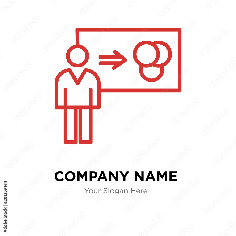 Person explaining data company logo design template Person explaining data company logo design template