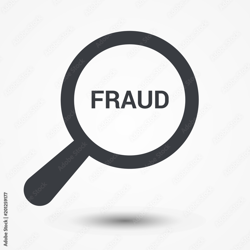 Protection Concept: Magnifying Optical Glass With Words Fraud Protection Concept: Magnifying Optical Glass With Words Fraud