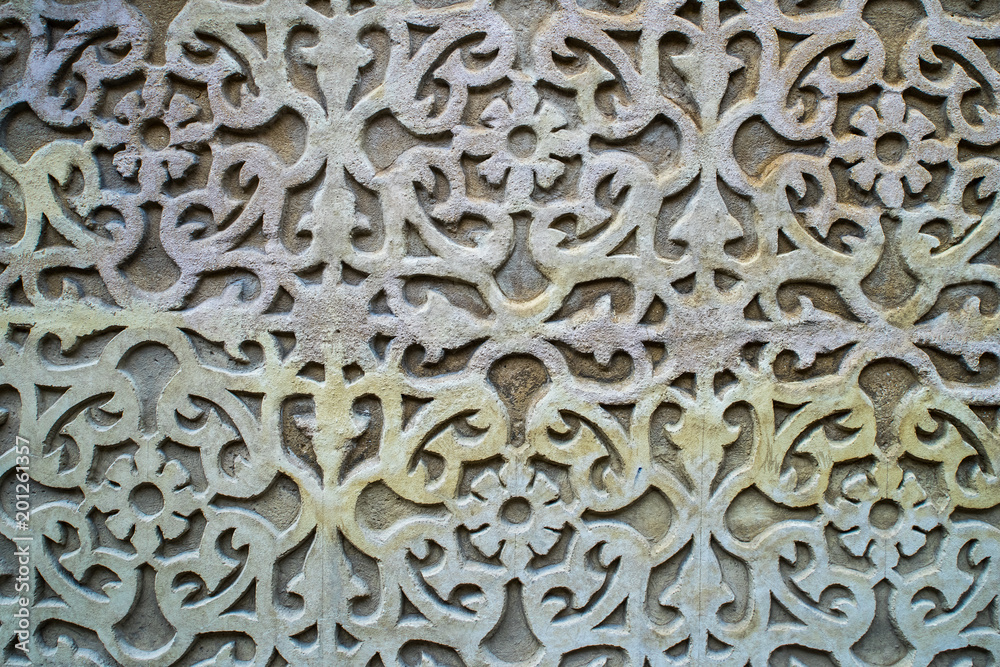Graphic ornament on the wall. Spanish pattern style.