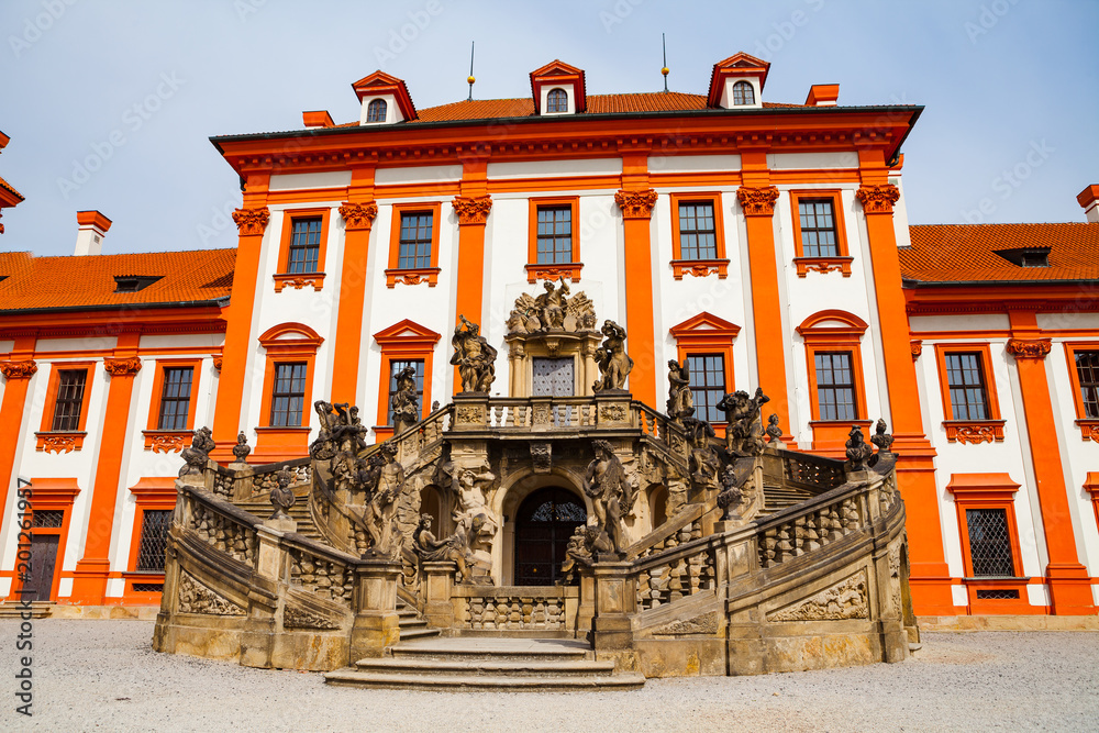 Naklejka premium PRAGUE, CZECH REPUBLIC - APRIL, 30, 2017: Details of Troja Palace, hosts the 19th century Czech art collections of the City Gallery.