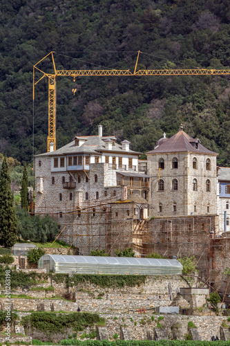 Xenophontos monastery at Mount Athos in Autonomous Monastic State of the Holy Mountain, Chalkidiki, Greece photo