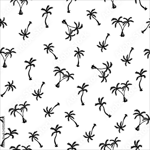 Vector Illustration. Palms pattern. Hand draw tropical palms background. Black palms