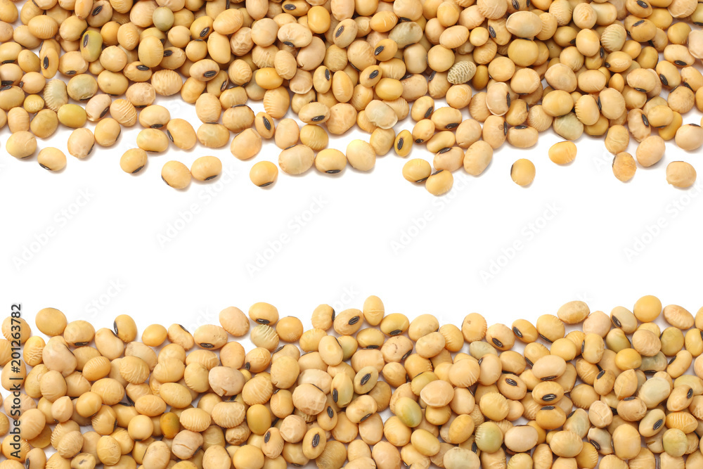 Soybeans isolated on white background. top view Soybeans isolated on white background. top view