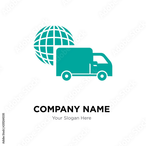 International logistics delivery truck company logo design template