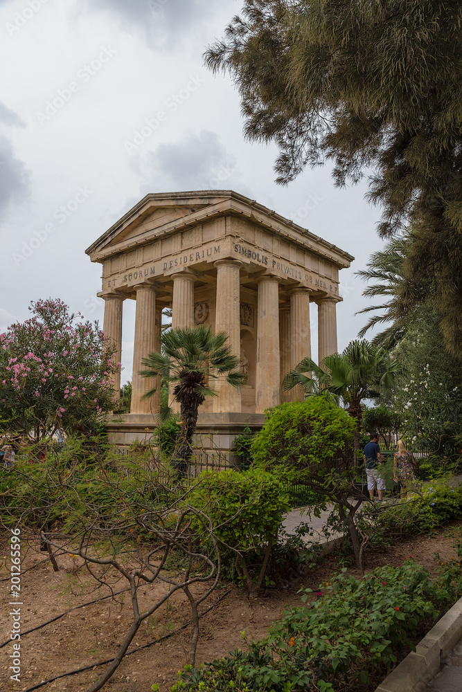 Valletta, Malta. Memorial in the form of a Doric temple, dedicated to Sir Alexander Boll
