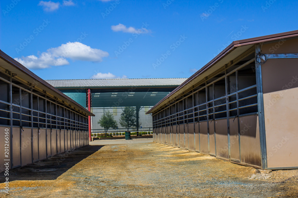 Horse Stalls Outside Equestrian Arena