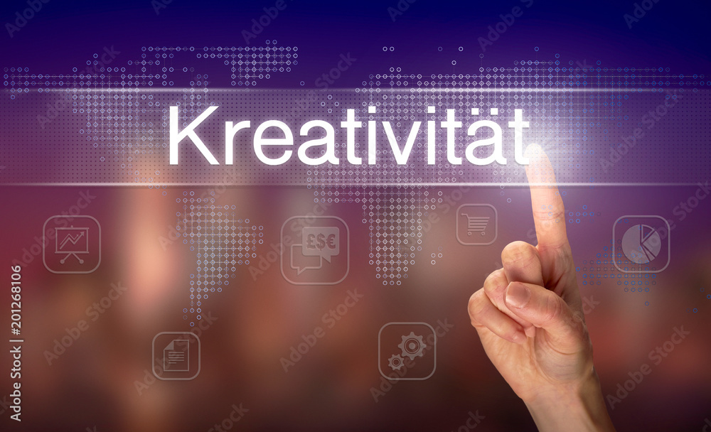 A businessman pressing a Creativity A businessman pressing a Creativity