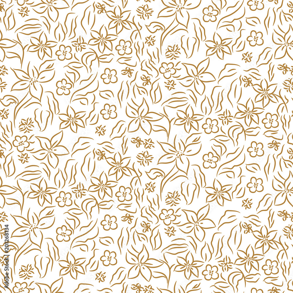 Modsigelse Temerity Dwelling Seamless vector pattern floral print. Sketched flower gold and white  background pattern. Stock Vector | Adobe Stock