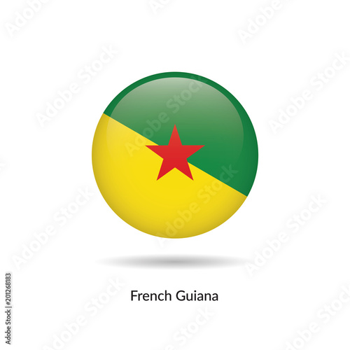 Free Download French Guiana flag - round glossy button. Vector Illustration. - GFXLoad