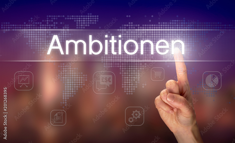 A businessman pressing a Ambition A businessman pressing a Ambition