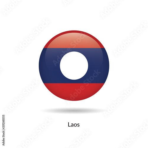 Laos flag - round glossy button. Vector Illustration. Free Download Laos flag - round glossy button. Vector Illustration. - GFXLoad