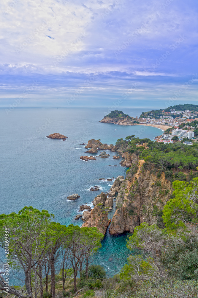 Catalonia sea landscape by Tossa de Mar in Spain