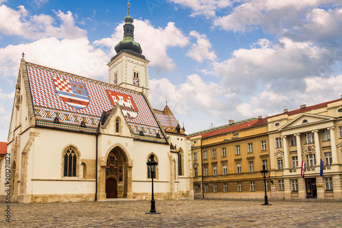 Church of St.Mark in St.Mark's square in upper town in Zagreb called Gornij Grad - historical part of Zagreb photo