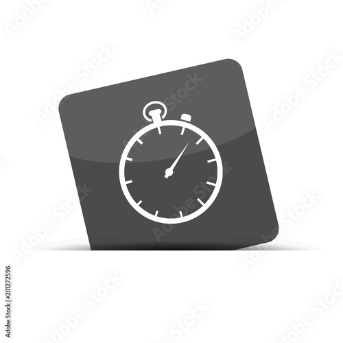 Stopwatch - Cut Square Icon - Vector Illustration - Isolated On White Background