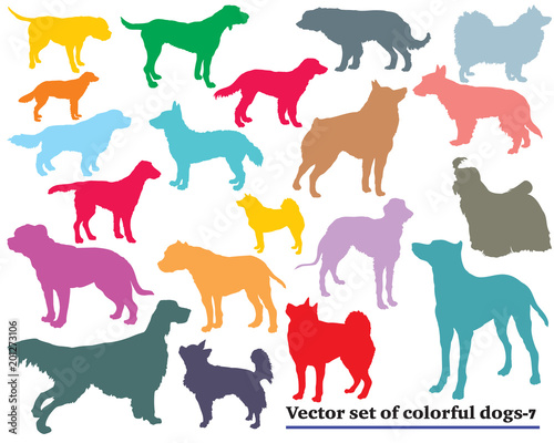 Set of colorful dogs silhouettes-7