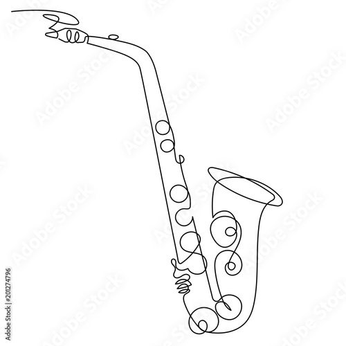 Continuous line drawing of saxophone isolated vector art. Musical instrument ...