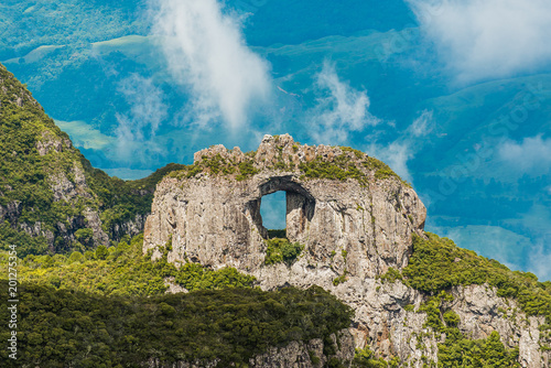 Hill of the Church, stone pierced natural monument, Serra Geral, Santa Catarina Brazil, the highest inhabited place in southern Brazil with 1822 meters of altitude photo