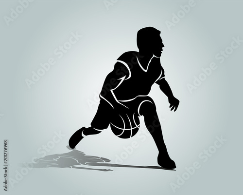 Vector silhouette of basketball player