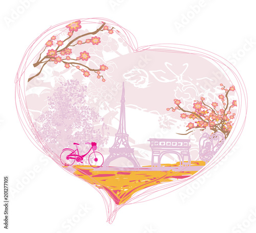 Photography tower eiffel and bicycle.