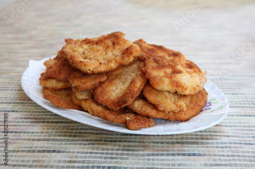 Delicious fried chicken on a plate 