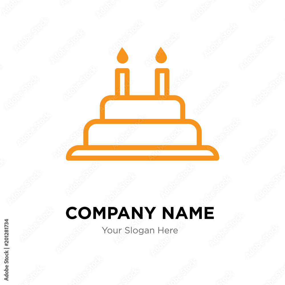 Cake with candles company logo design template Cake with candles company logo design template