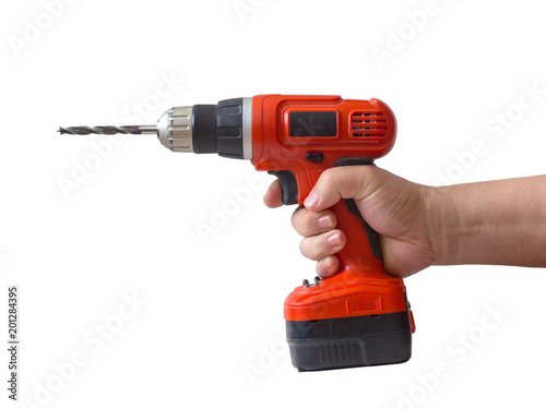 Obraz na płótnie Hand with battery drill