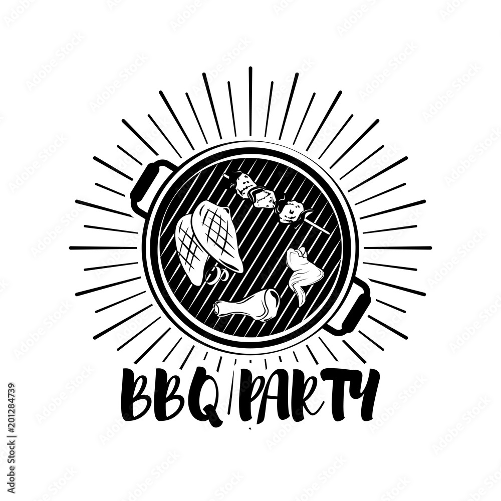 BBQ party banner grill badge. illustration isolated on white BBQ party banner grill badge. illustration isolated on white
