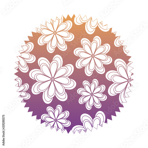 seal stamp with floral design, colorful design. vector illustration