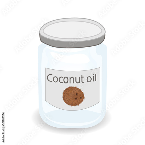 Coconut oil in a jar vector illustration isolated on a white background