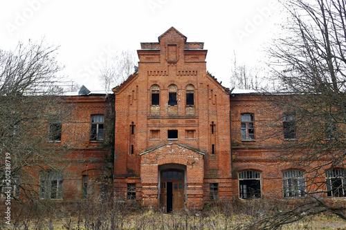 Abandoned Gurievskaya agricultural school. The building of the late 19th century. Village of Solovjinye Zori, Russia
 photo