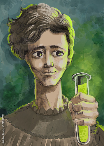 Φωτογραφία great female scientist testing radiation