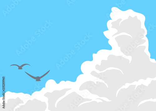 入道雲と飛ぶ鳥