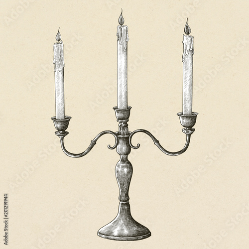 Wall Mural Hand drawn retro copper candle holder