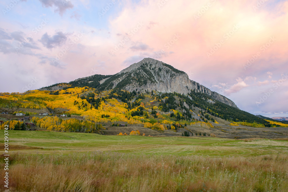 Sunset Crested Butte - Autumn Sunset view at Mount Crested Butte, Crested Butte, Colorado, USA.