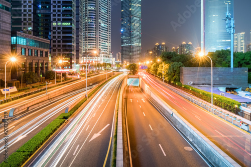 shanghai street cityscape at night