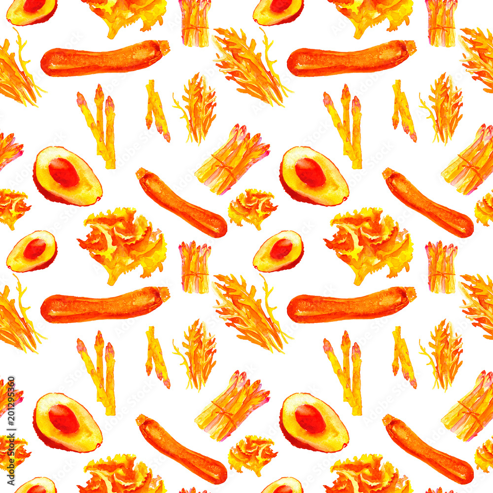 Fototapeta premium Vegetables Seamless Pattern. Repeatable Pattern with Healthy Food. 