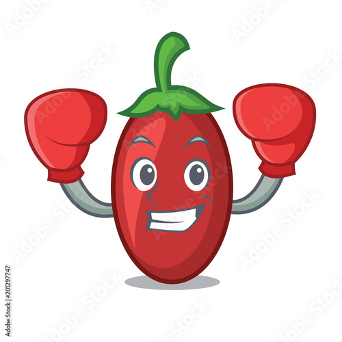 Boxing goji berries character cartoon