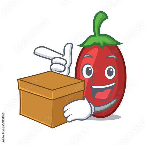 With box goji berries character cartoon