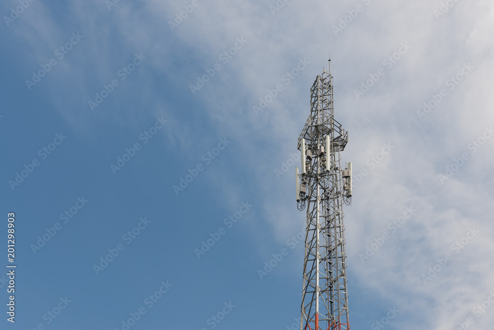 Communication Tower on blue sky background Communication Tower on blue sky background
