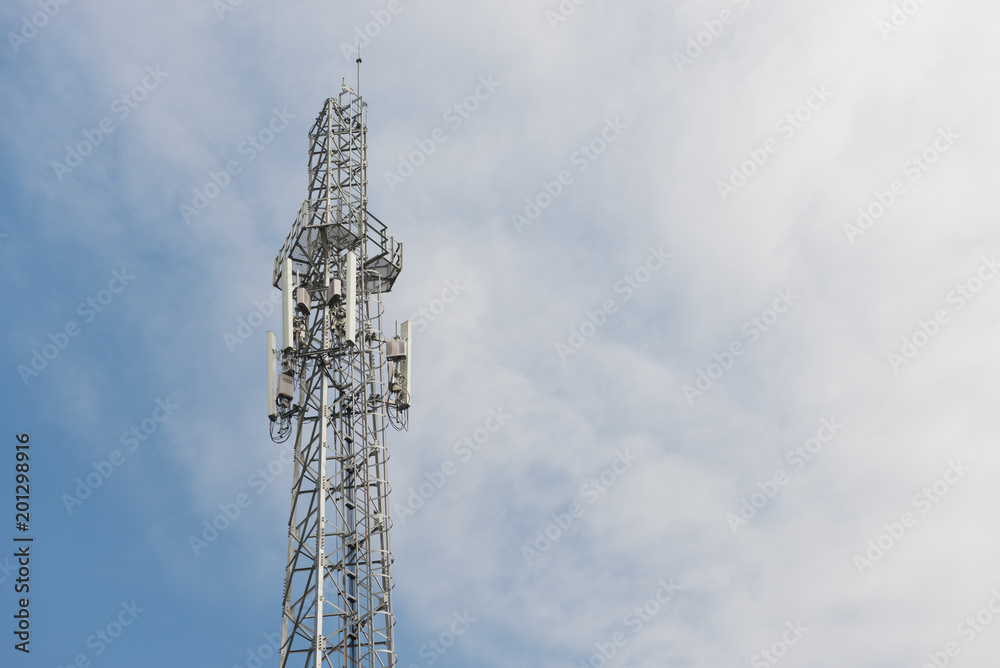 Communication Tower on blue sky background Communication Tower on blue sky background