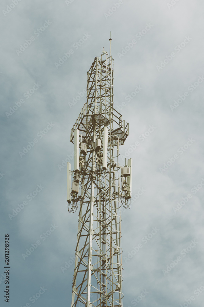 Communication Tower on blue sky background Communication Tower on blue sky background
