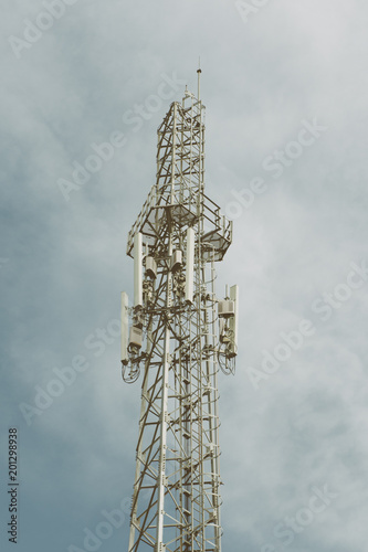 Communication Tower on blue sky background