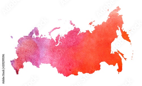 Fotografie, Obraz Watercolor Russia map design