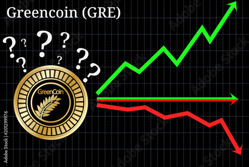 Possible graphs of forecast Greencoin (GRE) - up, down or horizontally. 