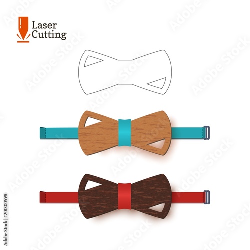 Laser cut bow-tie template for DIY. Vector silhouette for cutting a bow tie on a cnc, lathe made of wood, metal, plastic. The idea of design of a stylish accessory