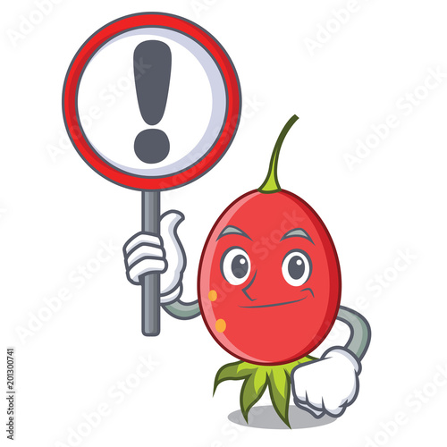With sign rosehip character cartoon style