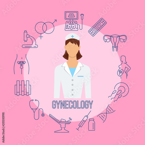 Gynecology poster with flat icons