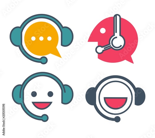Customer support service online chat vector icons