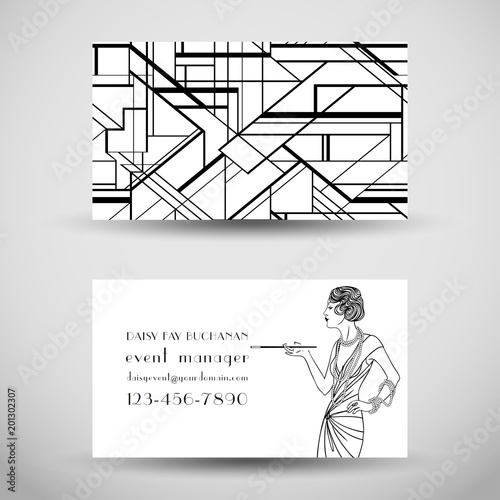 Art Deco vintage invitation template design. patterns and frames. Retro party geometric background set (1920's style). Vector illustration,  thematic wedding or jazz party.