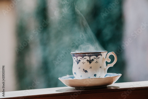Elegant tea cup and stand shelf